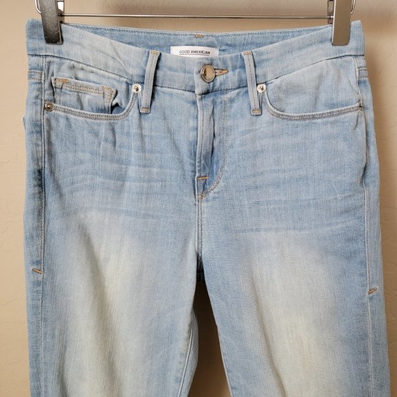 Good American Distressed Light Wash Good Legs Skinny Jeans - Picture 4 of 14